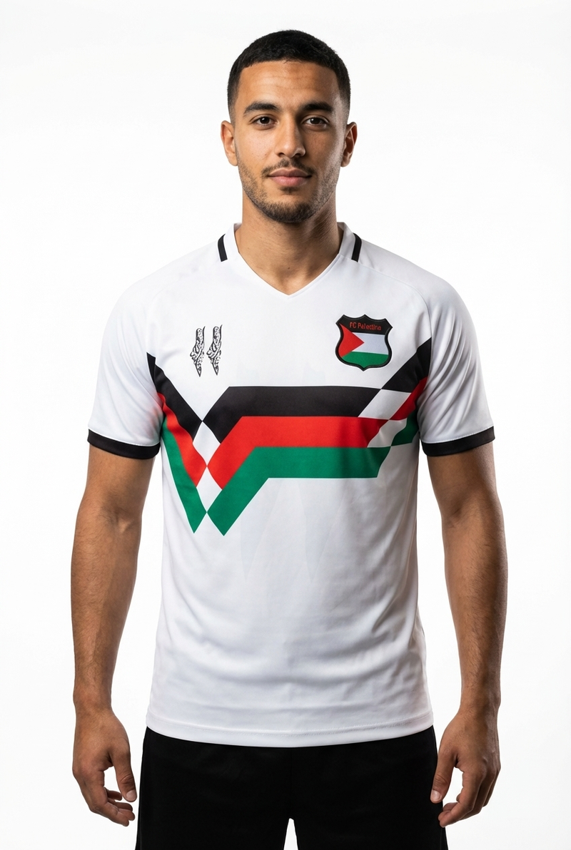 Maillot FC Palestina Blanc – Couleur Palestine - mannequin_face - Maillot Palestine Officiel