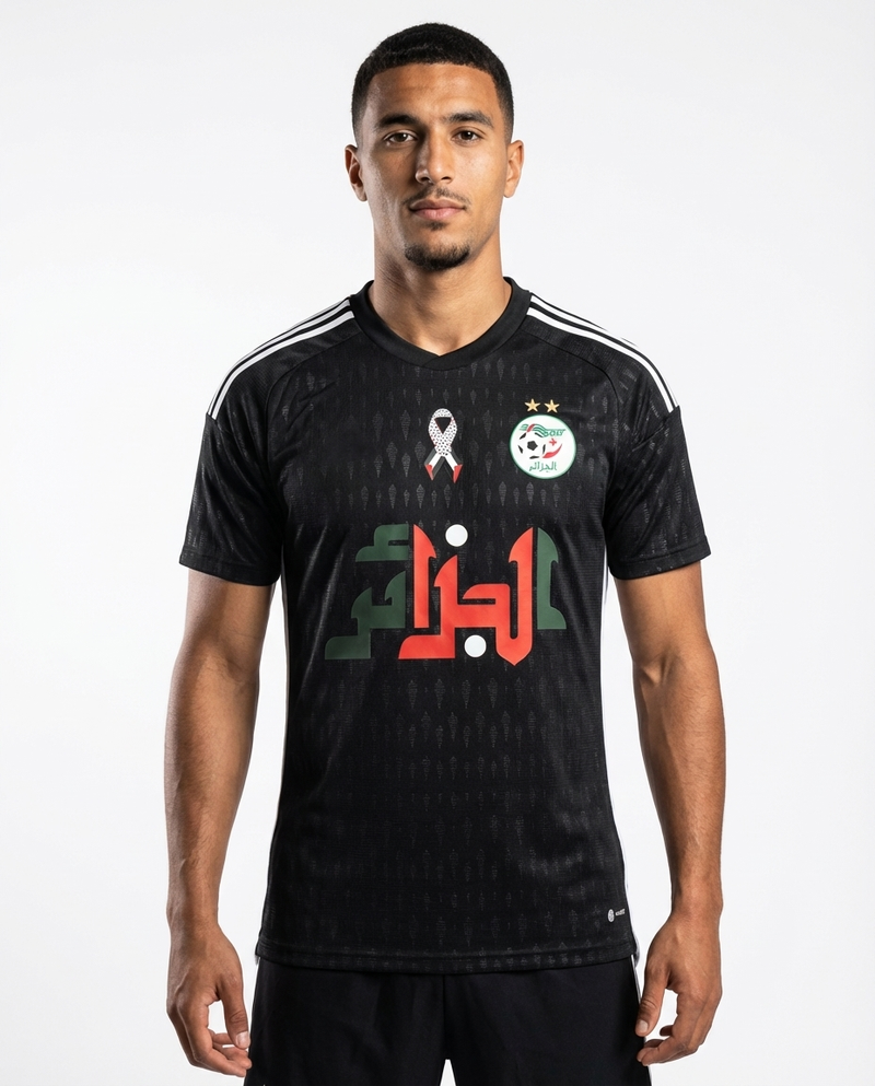 Maillot Palestine Algerie Noir - mannequin_face - Maillot Palestine Officiel