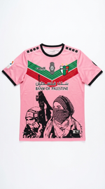 Maillot FC Palestino Rose – Bandes Rouge Vert & Motif Révolution - Vue 2