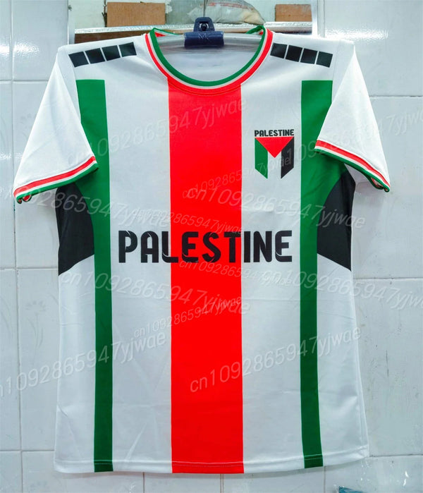 Maillot Palestine Blanc – Bande Rouge & Vert