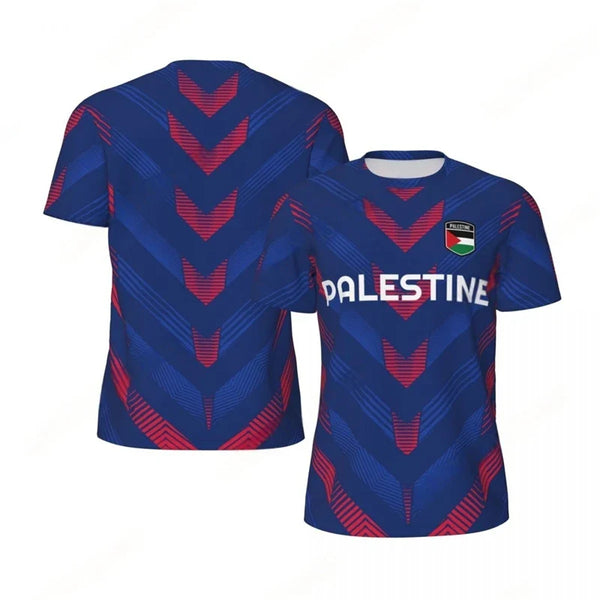 Maillot Football Palestine Bleu Foncé et Rouge