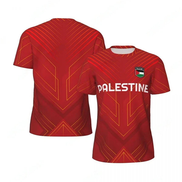 Maillot Fotball Palestine Rouge – Motif Néon Jaune