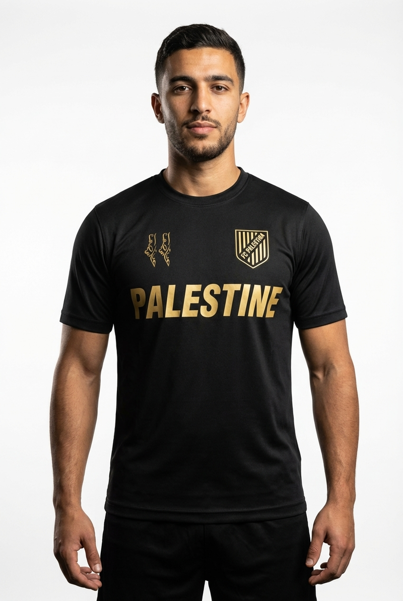 Maillot FC Palestina Noir et Or - mannequin_face - Maillot Palestine Officiel