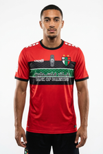 Maillot FC Palestino Rouge - Bandes Noir Vert - mannequin_face - Vue 1