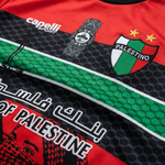 Maillot FC Palestino Rouge – Bandes Noir Vert & Motif Révolution - materiau_zoom - Vue 3
