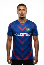 Maillot Football Palestine Bleu Foncé et Rouge - mannequin_face - Vue 1