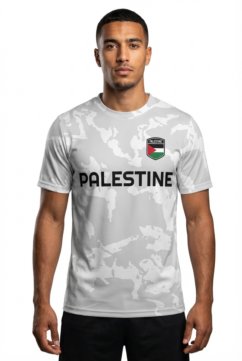 Maillot Football Palestine Gris - mannequin_face - Maillot Palestine Officiel
