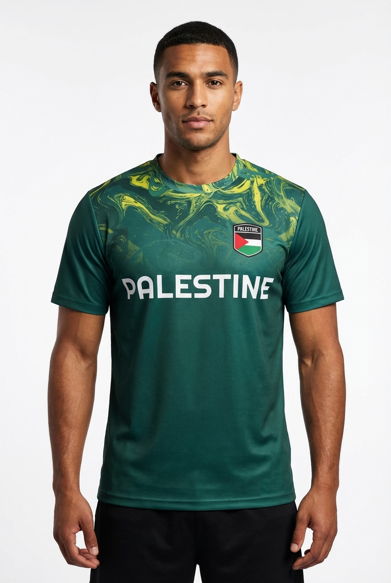 Maillot Football Palestine Vert Foncé - mannequin_face - Maillot Palestine Officiel