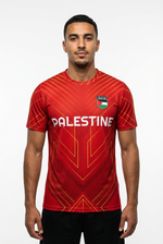 Maillot Fotball Palestine Rouge – Motif Néon Jaune - mannequin_face - Vue 1