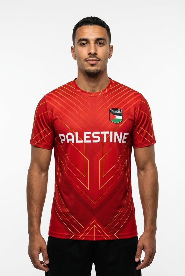 Maillot Fotball Palestine Rouge – Motif Néon Jaune