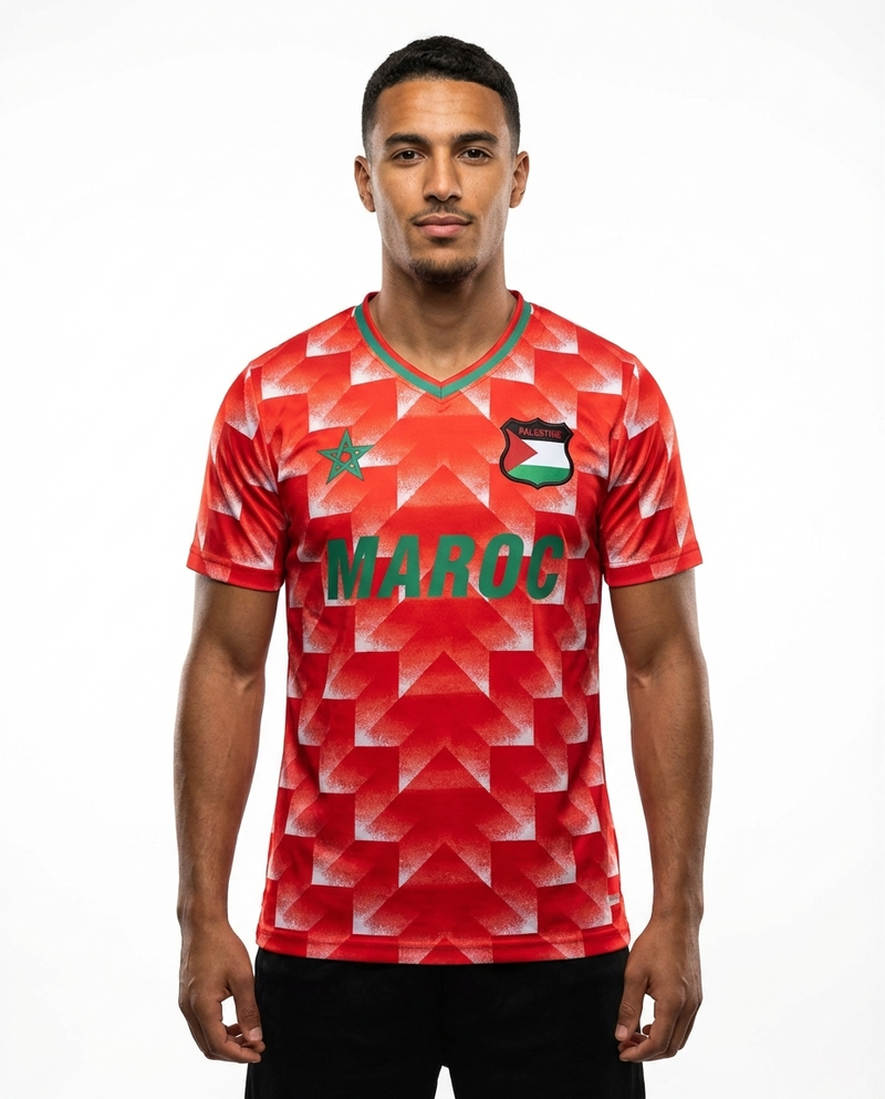 Maillot Maroc Palestine Rouge - mannequin_face - Maillot Palestine Officiel
