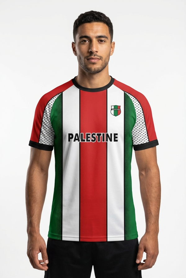 Maillot Palestine Bandes Verticales Vertes Blanches Rouges