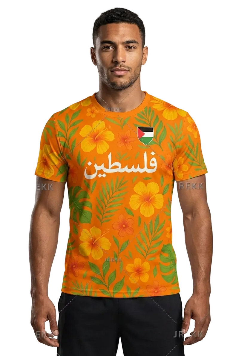 Maillot Palestine Orange et Jaune - mannequin_face - Maillot Palestine Officiel