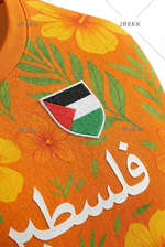 Maillot Palestine Orange et Jaune - materiau_zoom - Vue 3